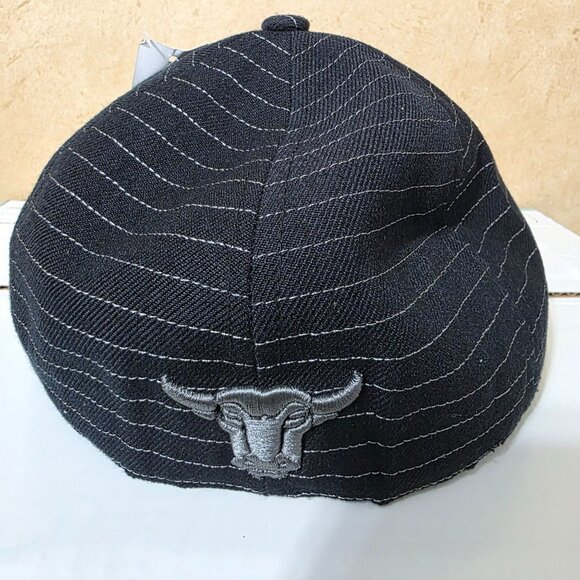 TNT Sports Texas Bull Pinstripe Fitted Hat XL Black Flat Brim NWT - Picture 3 of 9